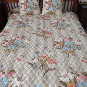 3 items bedding set vintage Floral quilt + 2 pillows Gloria Vanderbilt